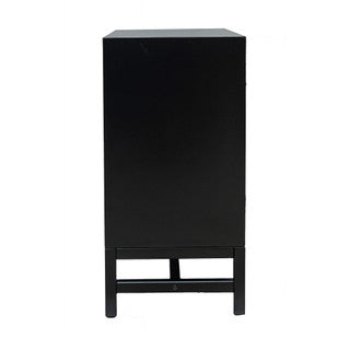 2 Door Black Cabinet w/ Raffia Panels