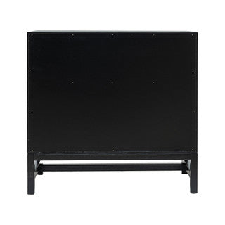 2 Door Black Cabinet w/ Raffia Panels