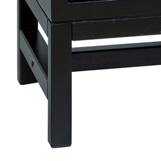 2 Door Black Cabinet w/ Raffia Panels