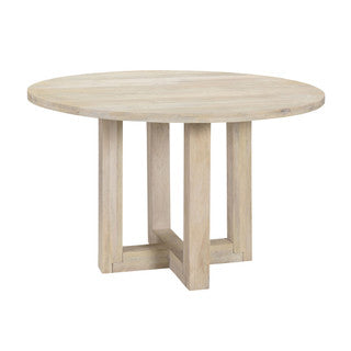 48” White Wash Wood Dining Table