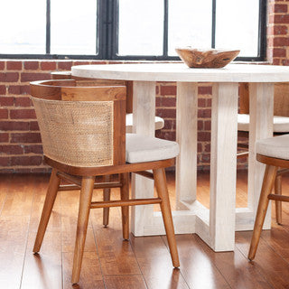 48” White Wash Wood Dining Table
