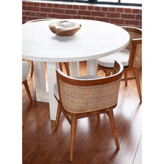 48” White Wash Wood Dining Table