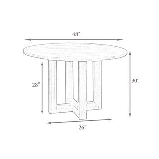 48” White Wash Wood Dining Table
