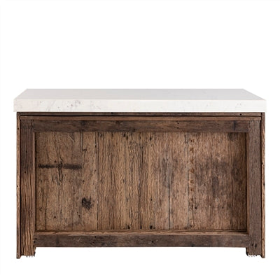 Reclaimed Wood Island/Bar Table with a Marble Top