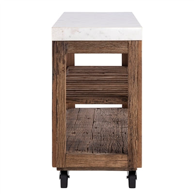 Reclaimed Wood Island with a Marble Top