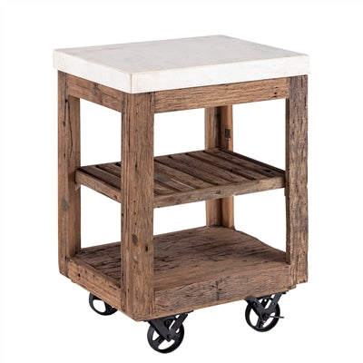Reclaimed Wood Island with a Marble Top small