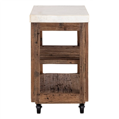 Reclaimed Wood Island with a Marble Top small