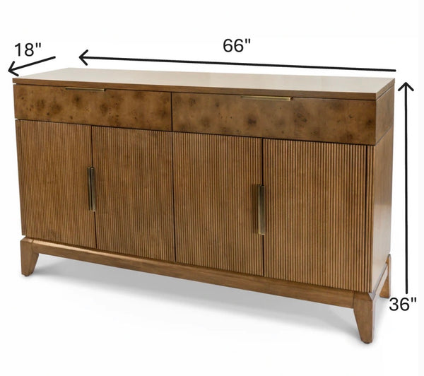 2 Drawer/ 2 Door Credenza, Chestnut Burl