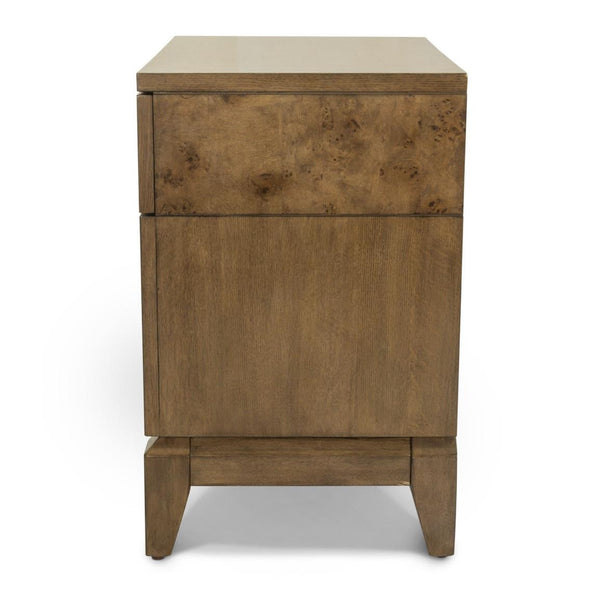3 Drawer Nightstand, Vintage Chestnut Burl