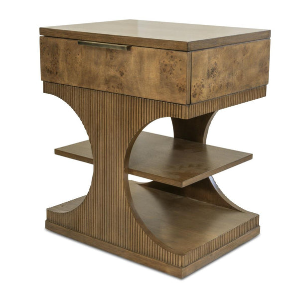 1 Drawer Accent Nightstand, Vintage Chestnut Burl