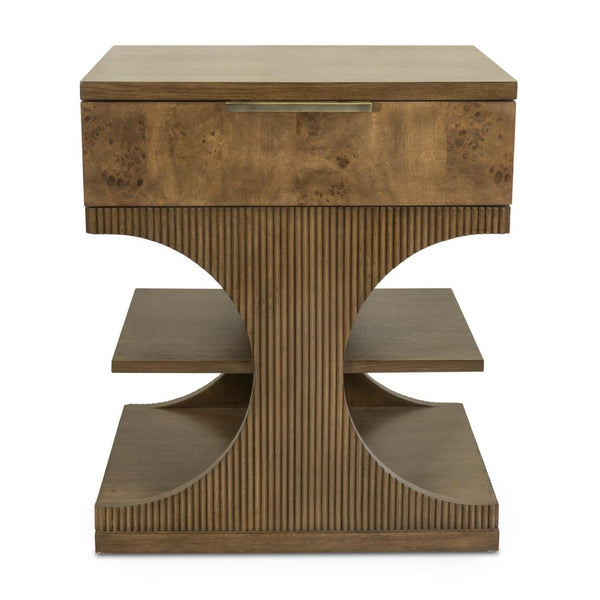 1 Drawer Accent Nightstand, Vintage Chestnut Burl