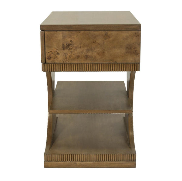 1 Drawer Accent Nightstand, Vintage Chestnut Burl