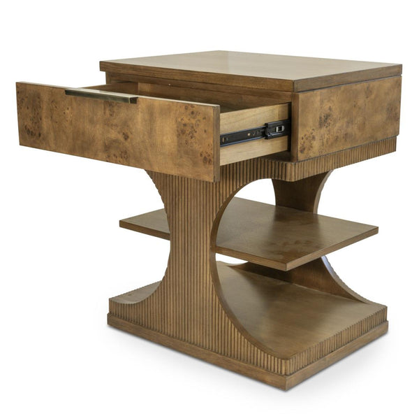 1 Drawer Accent Nightstand, Vintage Chestnut Burl