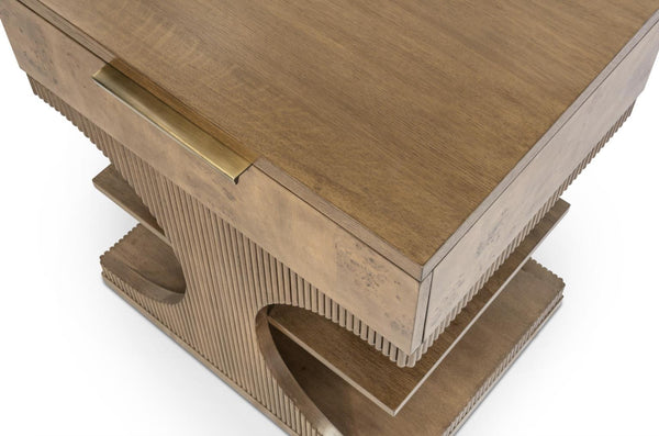 1 Drawer Accent Nightstand, Vintage Chestnut Burl