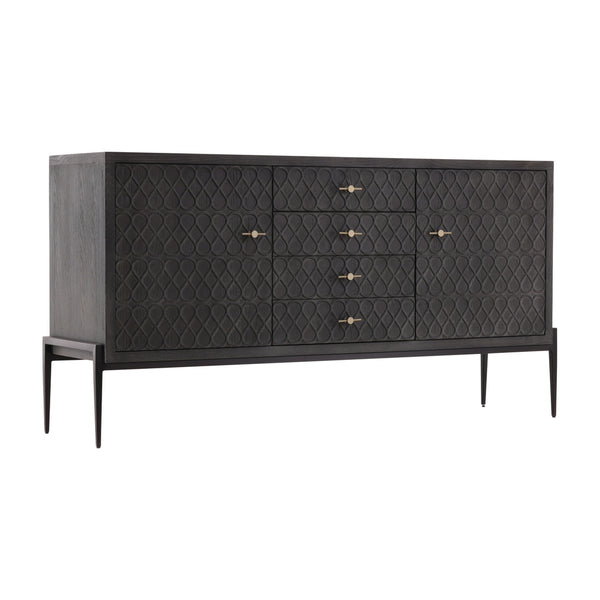 4 Drawer Oak & Marble Sideboard