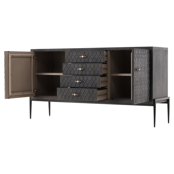 4 Drawer Oak & Marble Sideboard