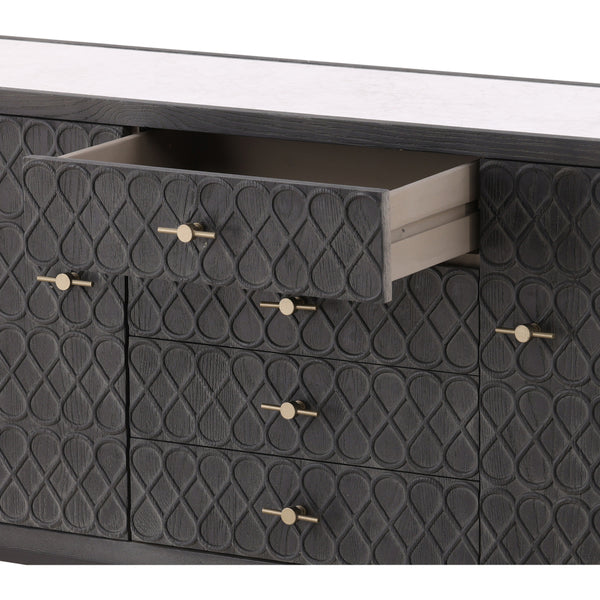4 Drawer Oak & Marble Sideboard
