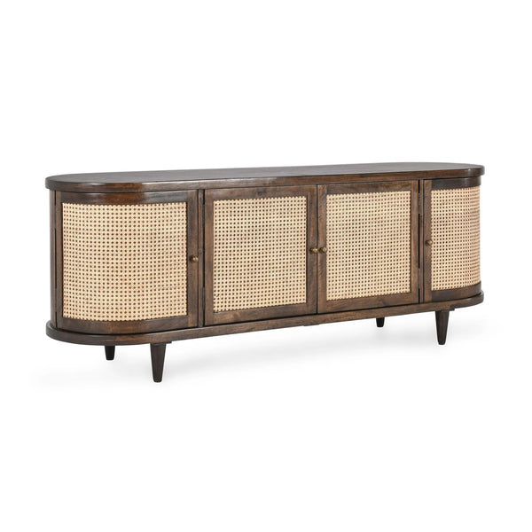 Mid-century Modern Mango & Cane Cabinet