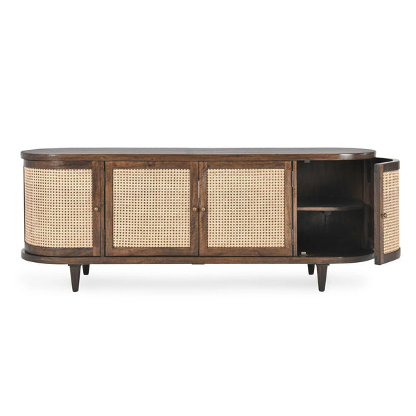 Mid-century Modern Mango & Cane Cabinet