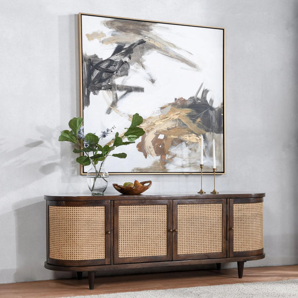 Mid-century Modern Mango & Cane Cabinet
