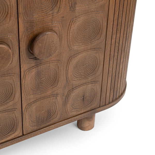 Carved Mid-century Modern 4 Door Cabinet