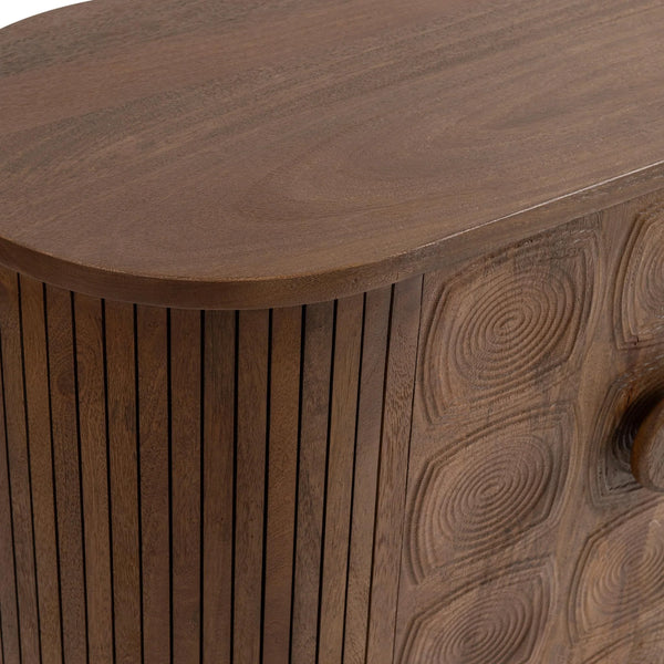 Carved Mid-century Modern 4 Door Cabinet