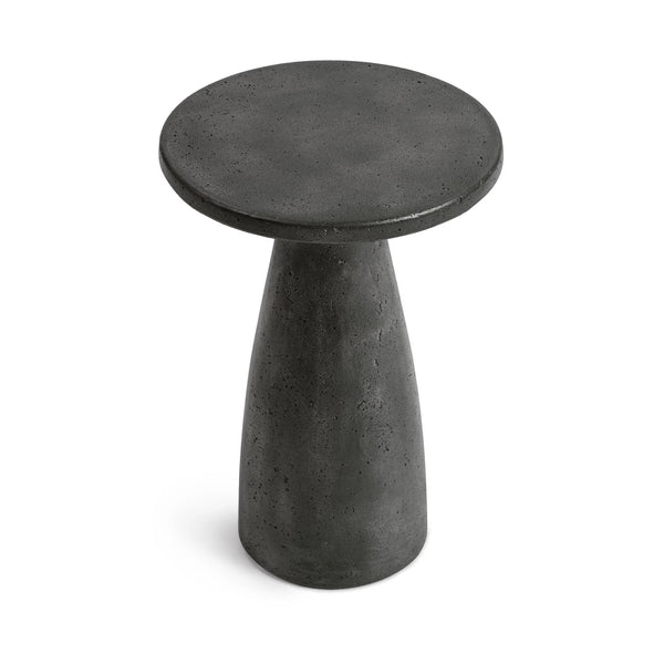 Distressed Black Concrete Accent Table