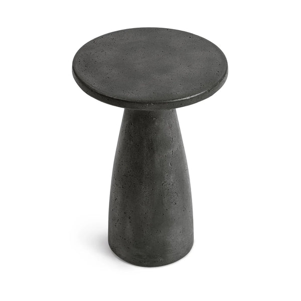 Distressed Black Concrete Accent Table