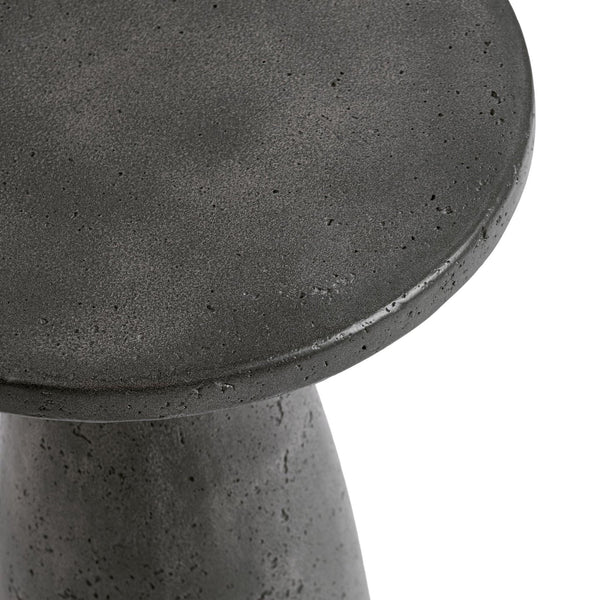 Distressed Black Concrete Accent Table
