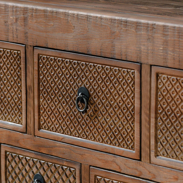 Reclaimed Carved Wood Drawers Console