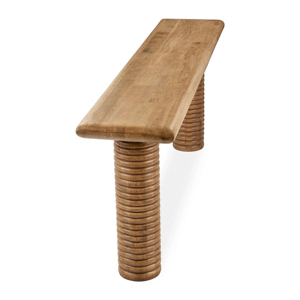 Reclaimed Wood Ribbed Column Console