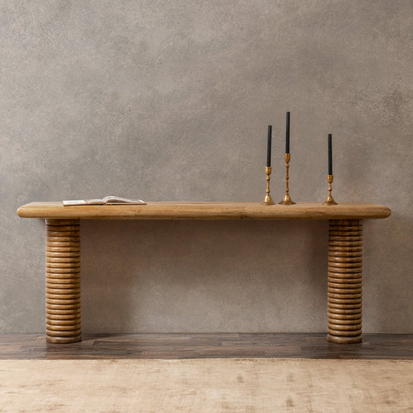 Reclaimed Wood Ribbed Column Console