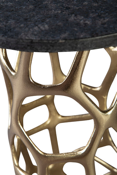Freeform Gold Aluminum & Granite Side Table