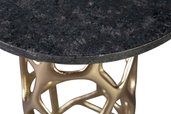 Freeform Gold Aluminum & Granite Side Table