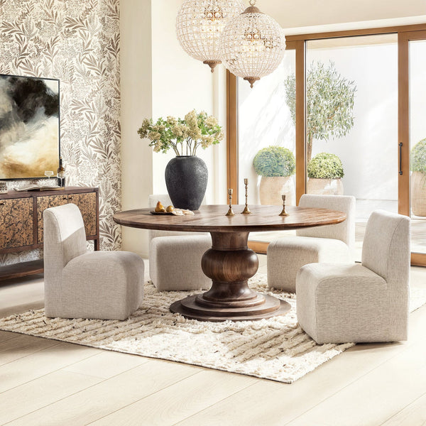 72” Solid Mango Wood Dining Table w/ Rounded Edge