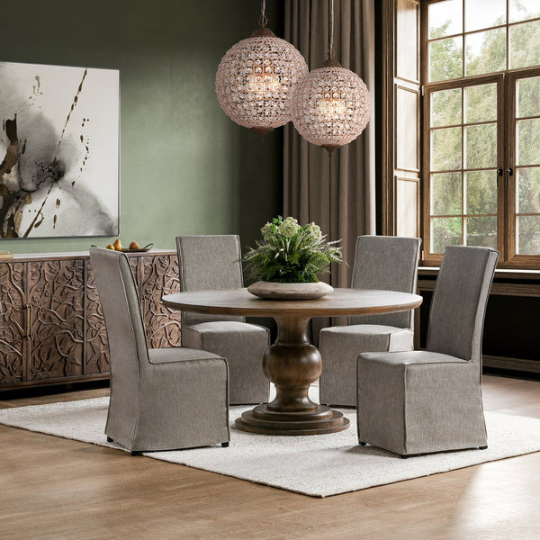 60” Solid Mango Wood Dining Table w/ Rounded Edge