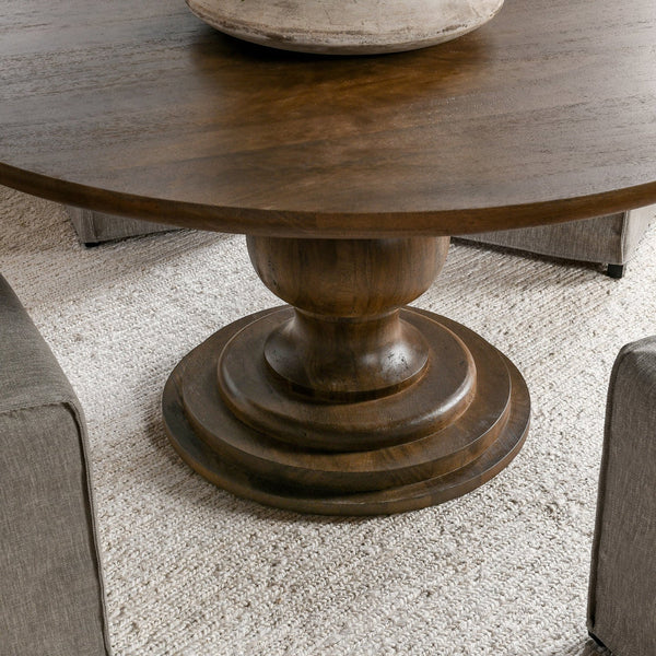 60” Solid Mango Wood Dining Table w/ Rounded Edge