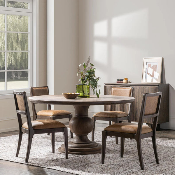 60” Solid Mango Wood Dining Table w/ Rounded Edge