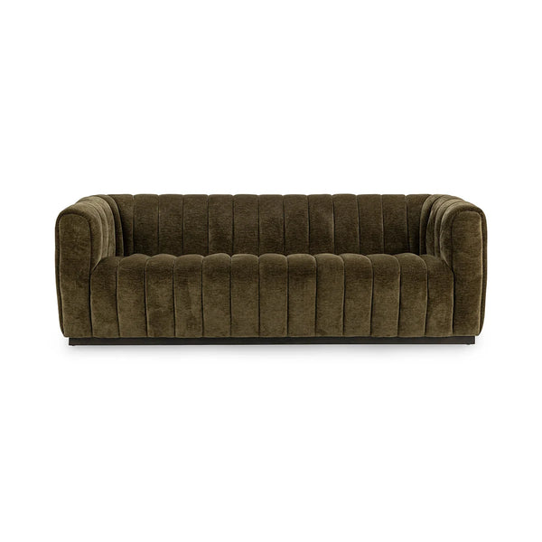 Olive Velvet Channel Sofa