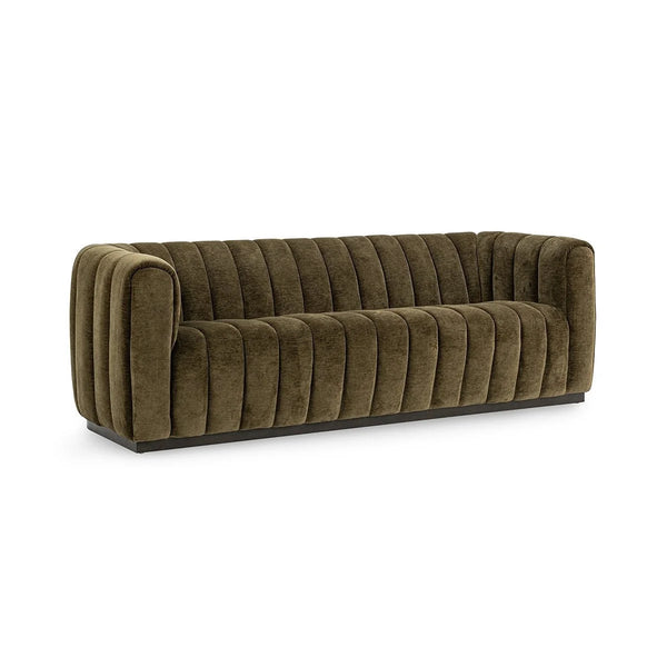 Olive Velvet Channel Sofa