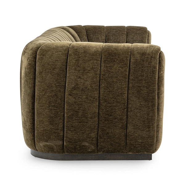 Olive Velvet Channel Sofa