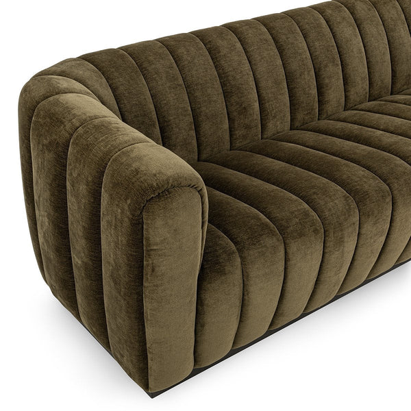 Olive Velvet Channel Sofa