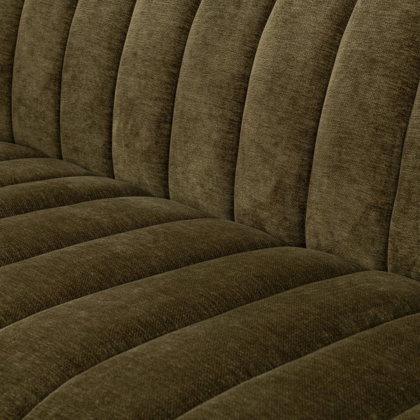 Olive Velvet Channel Sofa