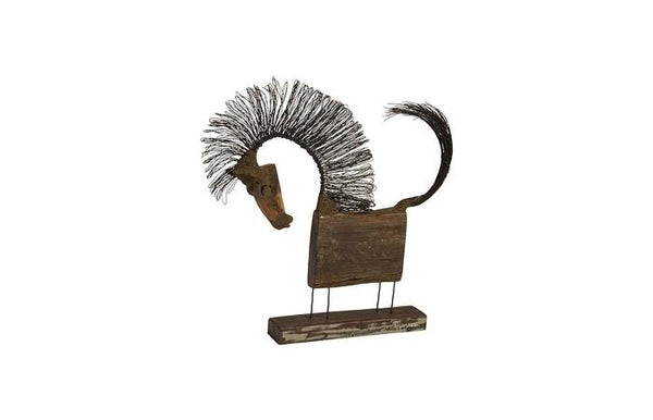 Wire & Wood Horse Sculpture lrg