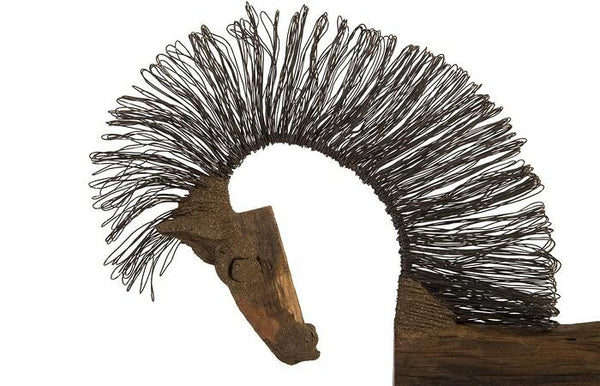 Wire & Wood Horse Sculpture lrg