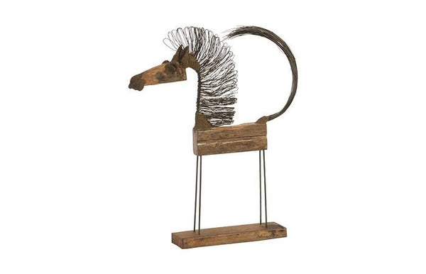 Wire & Wood Horse Sculpture sm
