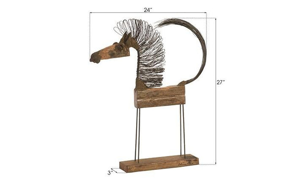 Wire & Wood Horse Sculpture sm