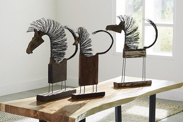 Wire & Wood Horse Sculpture sm