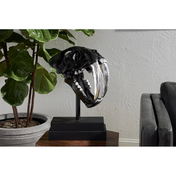 Black Saber Tooth Tiger Skull