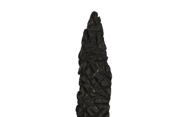 Set of 3 Charred Black Wood Post Sculptures